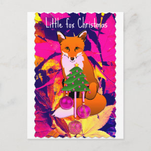 Cartão Postal De Festividades Cartaz do retrô fuchsia da raposa de Natal