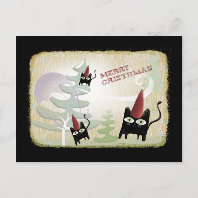 Cartão Postal De Festividades Cartaz-postal de dezembro frio (Frente)