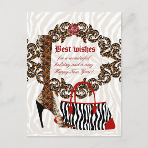 Cartão Postal De Festividades Carteira postal Leather Boot Zebra