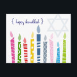 Cartão Postal De Festividades Cartões-postais das Velas Felizes Hanukkah Menorah<br><div class="desc">envie um pouco de zombaria este ano... </div>