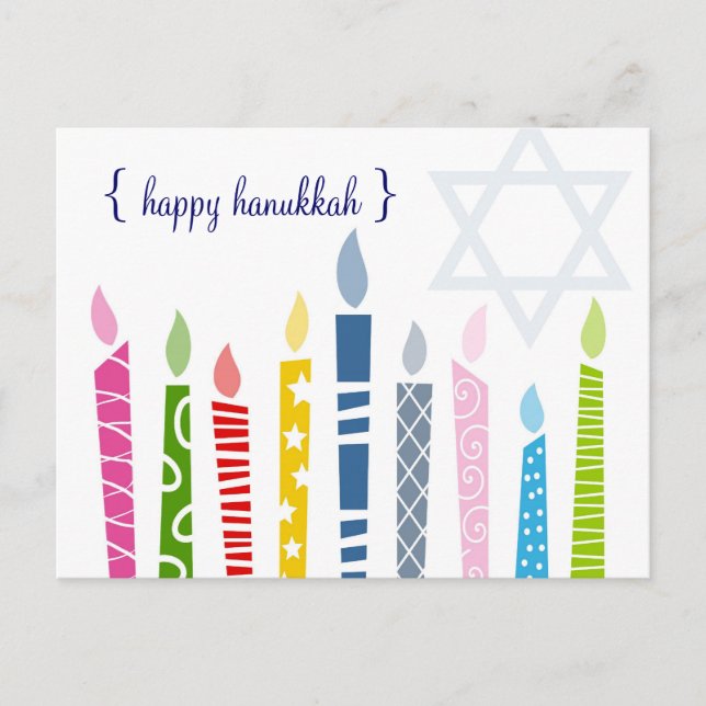 Cartão Postal De Festividades Cartões-postais das Velas Felizes Hanukkah Menorah (Frente)