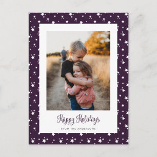 Cartão Postal De Festividades Cartões-postais de Natal com Fotos e Estrelas Roxa