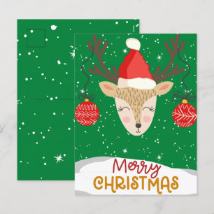 Cartão Postal De Festividades Cartões-postais de Natal Feliz Reindeer