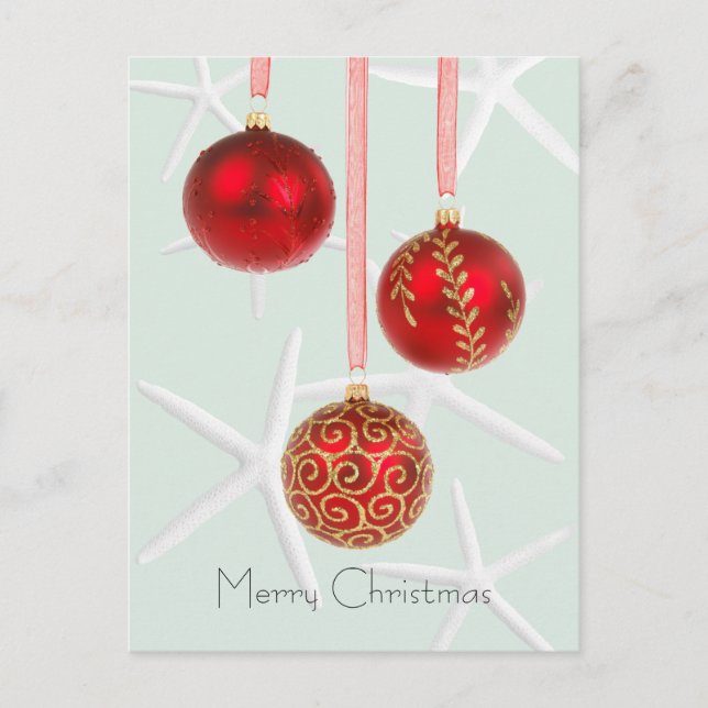 Cartão Postal De Festividades Cartões-postais de Natal Tropicais Red Starfish (Frente)