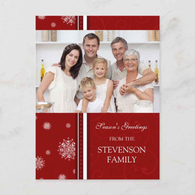 Cartão Postal De Festividades Cartões-postais de saudações de Flocos de Neve (Frente)