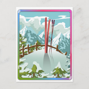 Cartão Postal De Festividades Cartografia da paisagem de esqui