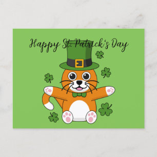 Cartão Postal De Festividades Cartografia de Dia de São Patrício Gato Shamrocks 
