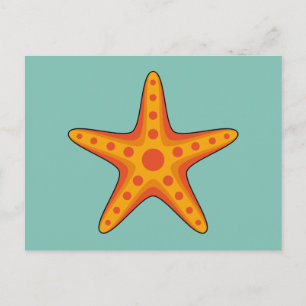 Cartão Postal De Festividades Cartografia de Starfish Laranja-Corte