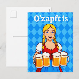 Cartão Postal De Festividades Cartografia do Garçonete Bávaro com Perucas de Cer