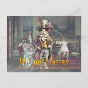Cartão Postal De Festividades Cartola de coelho vintage Feliz Páscoa