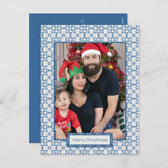 Cartão Postal De Festividades Cartolina de Natal e pétalas de flores (Frente/Verso)