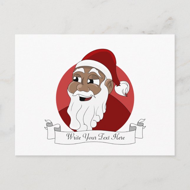 Cartão Postal De Festividades Cartoon Black Santa Claus (Frente)