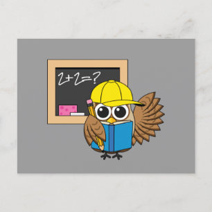 Cartão Postal De Festividades Cartoon de Coruja de Estudantes da Escola Bela