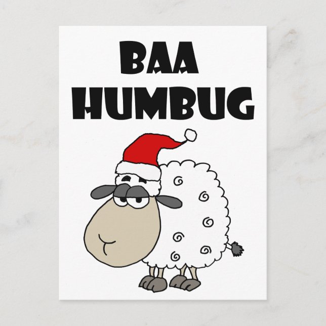 Cartão Postal De Festividades Cartoon de Natal da Funny Baa Humbug (Frente)