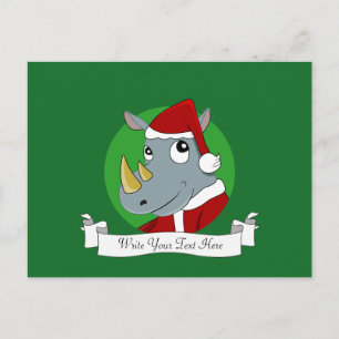 Cartão Postal De Festividades Cartoon de rinoceronte de Natal