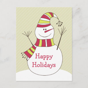 Cartão Postal De Festividades Cartoon divertido Cartoon Snowman - Cartão-postal