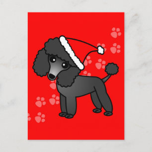 Cartão Postal De Festividades Cartoon Santa Hat de Poodonte Negro Bonito