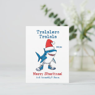 Cartão Postal De Festividades Cartoon Tralalero Tralala Diz Feliz Sharkmas