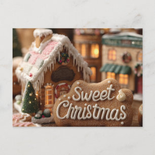 Cartão Postal De Festividades Casa Aconchegante de Pão de Mel e "Doce Natal"