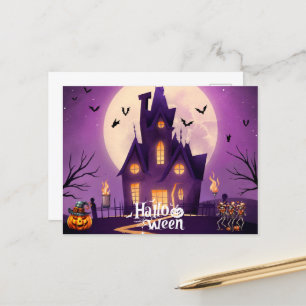 Cartão Postal De Festividades casa assombrada halloween