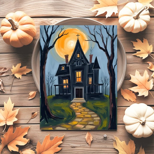Cartão Postal De Festividades Casa Assombrada | Spooky Halloween (Criador carregado)