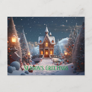 Cartão Postal De Festividades Casa de Biscoito de Natal Felicitações de Boas Fes