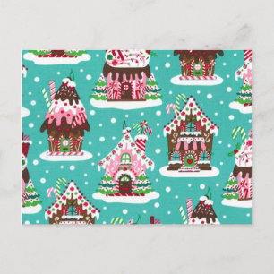 Cartão Postal De Festividades Casa de pão-de-espécie alegre do Natal