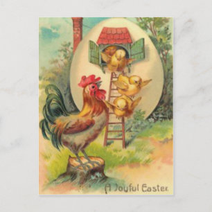 Cartão Postal De Festividades Casa de Pássaros Ovo de Galinha do Galo de Páscoa