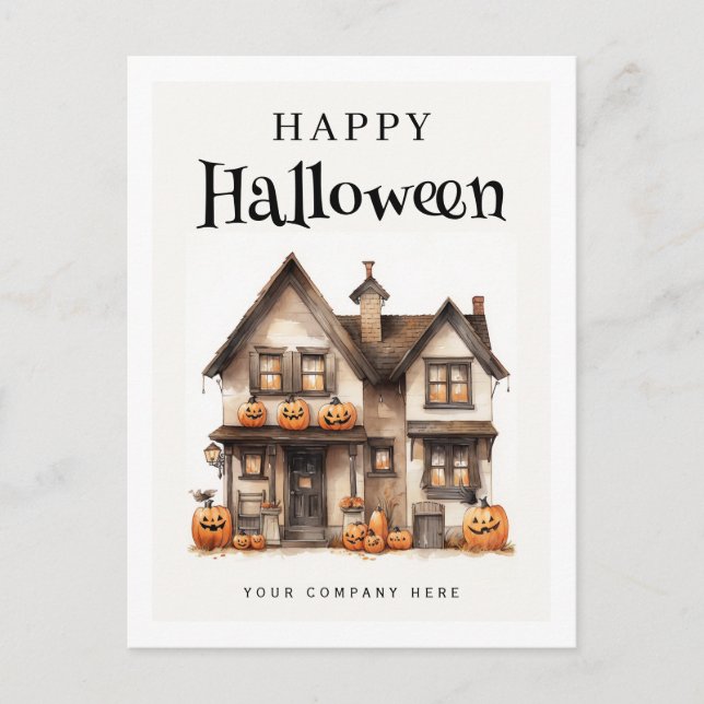 Cartão Postal De Festividades Casa Festiva Personalizada de Halloween Real Estat (Frente)