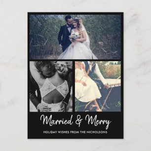 Cartão Postal De Festividades Casados & Alegres Primeira Foto de Natal Casados