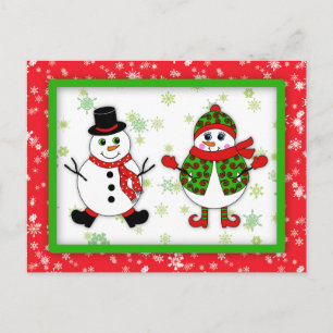 Cartão Postal De Festividades Casal da neve
