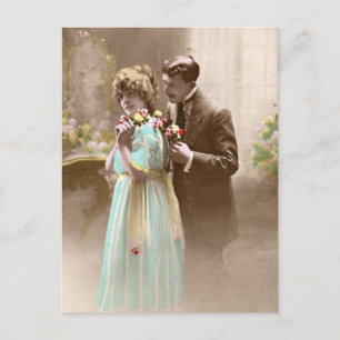 Cartão Postal De Festividades Casal dos namorados do vintage