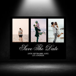 Cartão Postal De Festividades Casamento de Foto Branca Negra Salvar a Data