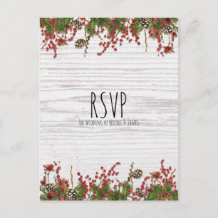 Cartão Postal De Festividades Casamento de Natal no Campo com Frutas Vermelhas &