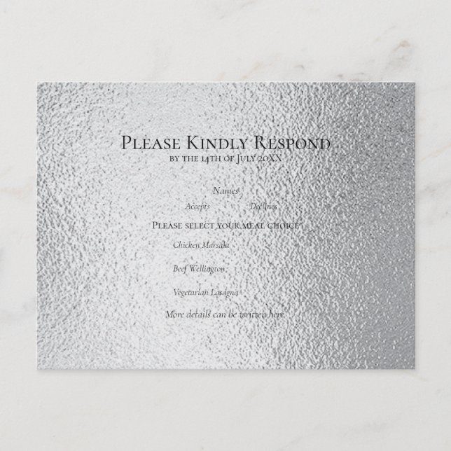 Cartão Postal De Festividades Casamento Gótico de Silver e Black Swirl (Frente)