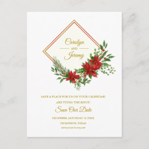 Cartão Postal De Festividades Casamento inspirado por Diamod & Poinsettias