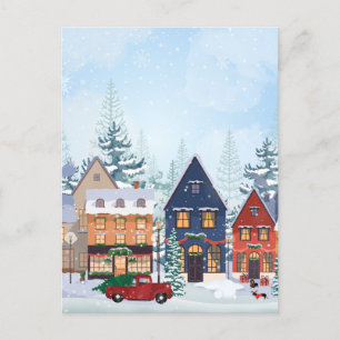 Cartão Postal De Festividades Casas de inverno de Natal