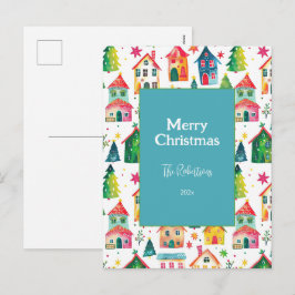 Cartão Postal De Festividades Casas de Natal Adoráveis