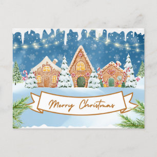 Cartão Postal De Festividades Casas de pão de Natal feliz