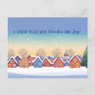 Cartão Postal De Festividades Casas Nevadas Lindas Paisagem de Inverno Natal