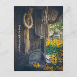 Cartão Postal De Festividades Casca-branca com flores amarelas