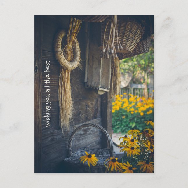 Cartão Postal De Festividades Casca-branca com flores amarelas (Frente)