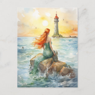 Cartão Postal De Festividades Castelo de Sereia Mágica Submarina com Recife de C