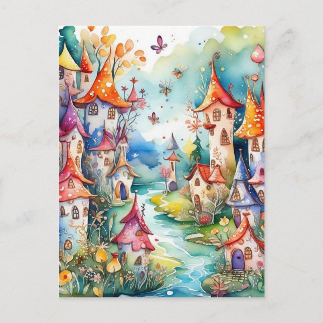 Cartão Postal De Festividades Castelo mágico da Terra Fairyland (Frente)