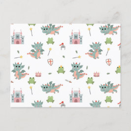 Cartão Postal De Festividades Castelo Medieval Dragon Knights Fairytale