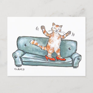 Cartão Postal De Festividades Cat On Sofa