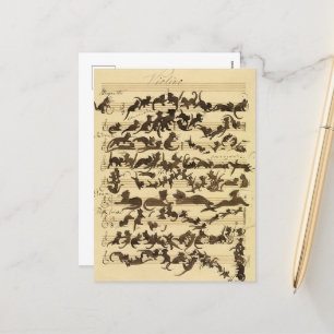 Cartão Postal De Festividades Cat Symphony de Moritz von Schwind