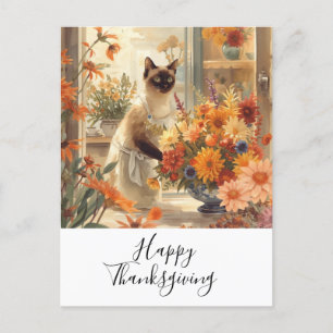 Cartão Postal De Festividades Cat Thankanding Fall teme para Cat Lovers