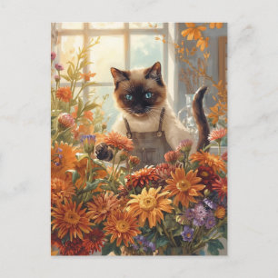 Cartão Postal De Festividades Cat Thankanding Fall teme para Cat Lovers
