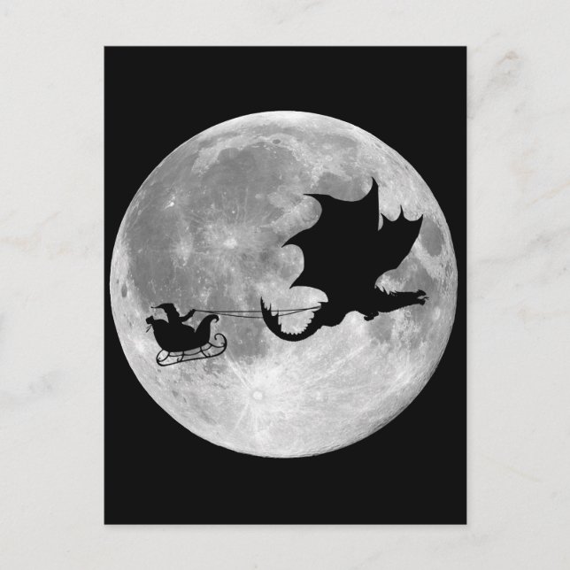 Cartão Postal De Festividades Cavaleiro do Dragão Santa Claus (Frente)